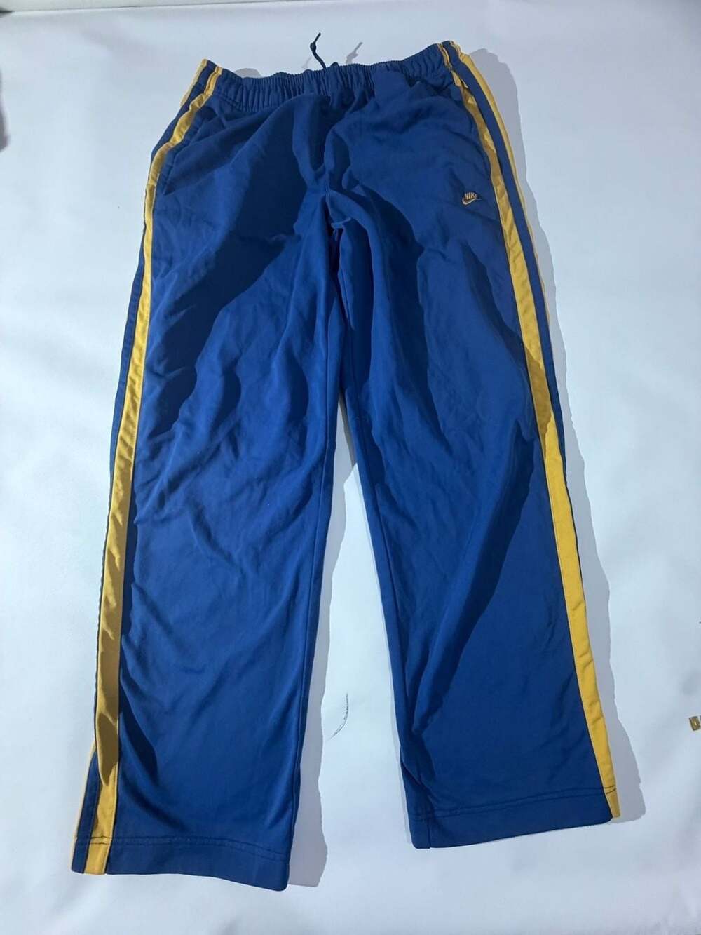 Nike Blue Gold Side Stripe Wide Leg Track Sweatpants Womens
